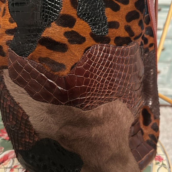 Vintage NWOT Carlos Falchi Patchwork Leather Long Shoulder bag - Picture 3 of 10